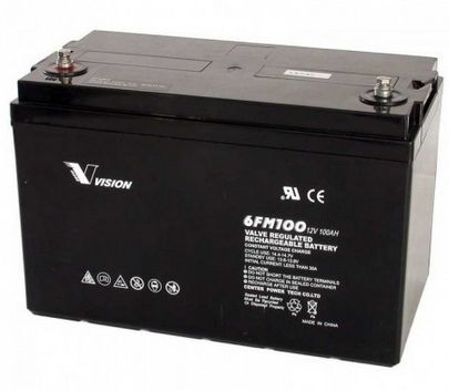 Vision 100AH 12V Deep Cycle AGM Battery (eXtra Heavy Duty 6FM100Z-X) (For Use With Inverters)