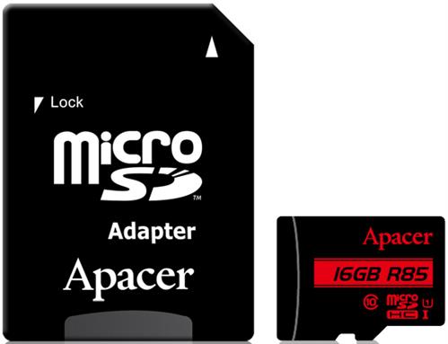 Apacer 16GB Class 10 Micro-Sd+Adaptor, Retail Box , Limited Lifetime Warranty
