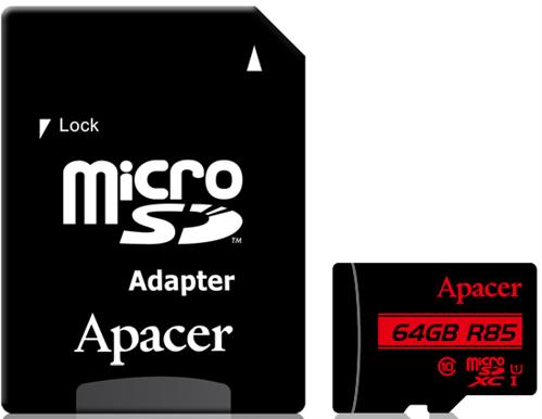 Apacer 64GB Class 10 Micro-Sd+Adaptor , Retail Box , Limited Lifetime Warranty