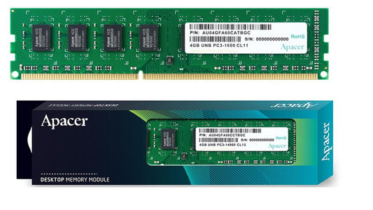Apacer 4GB DDR3 1600Mhz Desktop Memory, Retail Box , Limited 3 Year Warranty