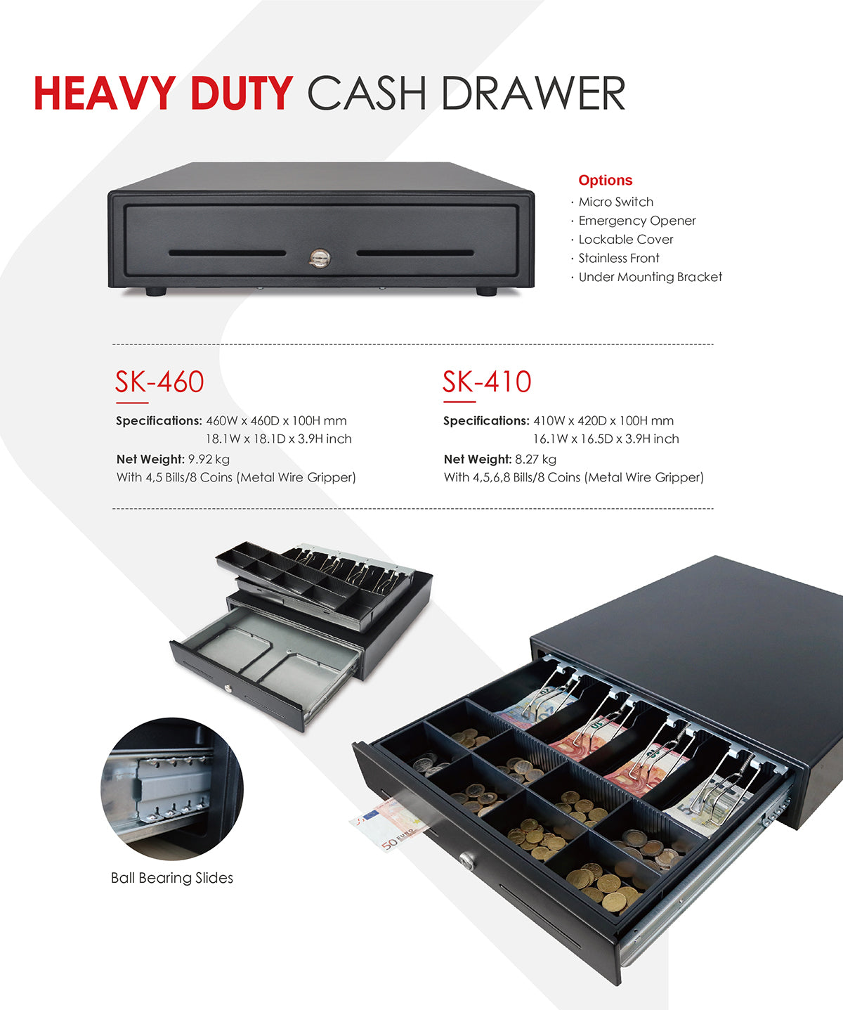 Mecer-Printer Kick Heavy Duty Cash Drawer Black