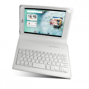 Universal 8" Folio-Type Protective Cover with Bluetooth Keyboard - White